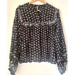 Free People puff sleeve button up Fiarycore Boho Whimsical size M